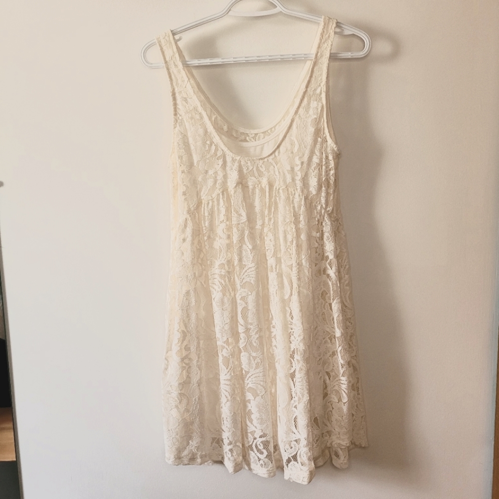 White Lace Mini Dress, Pins & Needles